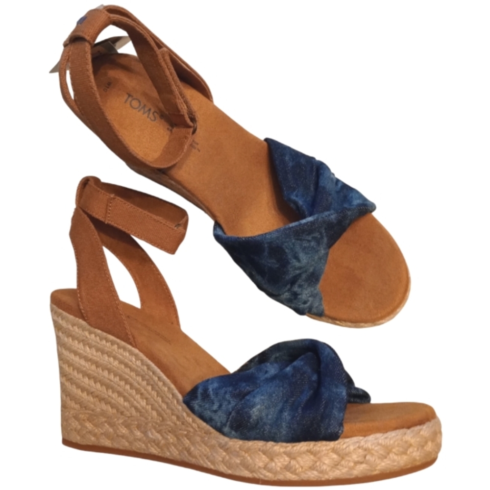 Toms Womens Marisela Wedge Sandal Denim